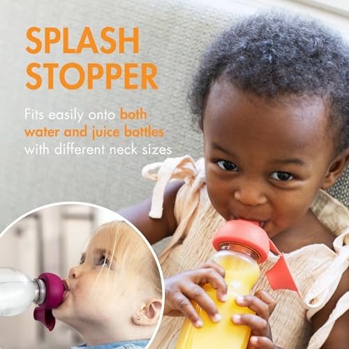Boon Snug Sip Silicone Bottle Toppers (4 Toppers, 4 Cases) - Kidsy