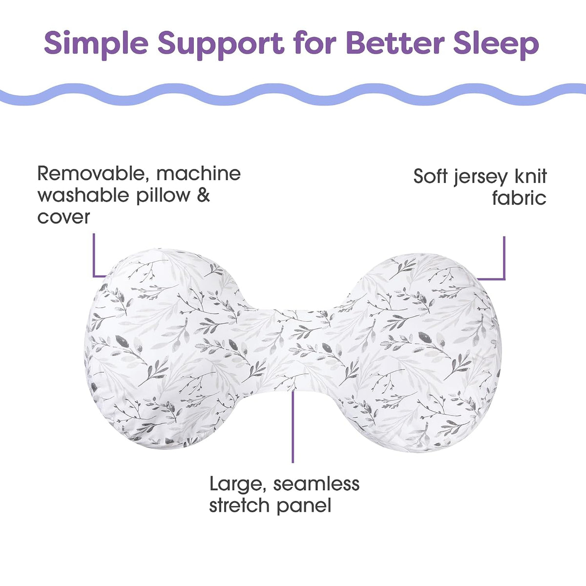 Boppy Side Sleeper Pregnancy Pillow (Gray Falling Leaves) - Kidsy