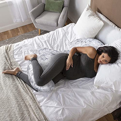 Boppy Total Body Pregnancy Pillow (Gray Scattered Leaves) - Kidsy