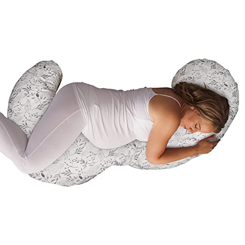 Boppy Total Body Pregnancy Pillow (Gray Scattered Leaves) - Kidsy
