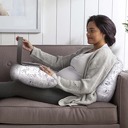 Boppy Total Body Pregnancy Pillow (Gray Scattered Leaves) - Kidsy