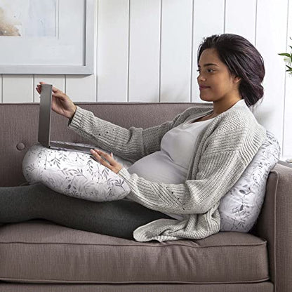 Boppy Total Body Pregnancy Pillow (Gray Scattered Leaves) - Kidsy