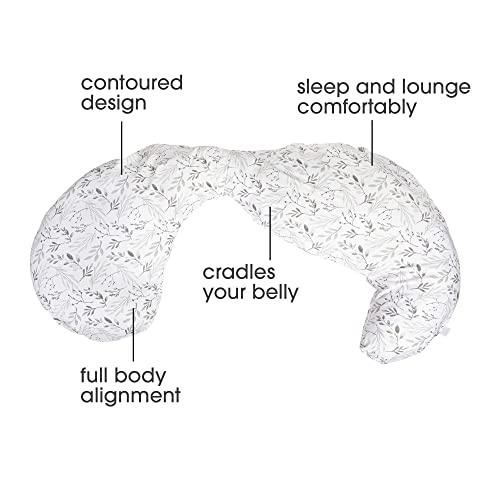Boppy Total Body Pregnancy Pillow (Gray Scattered Leaves) - Kidsy