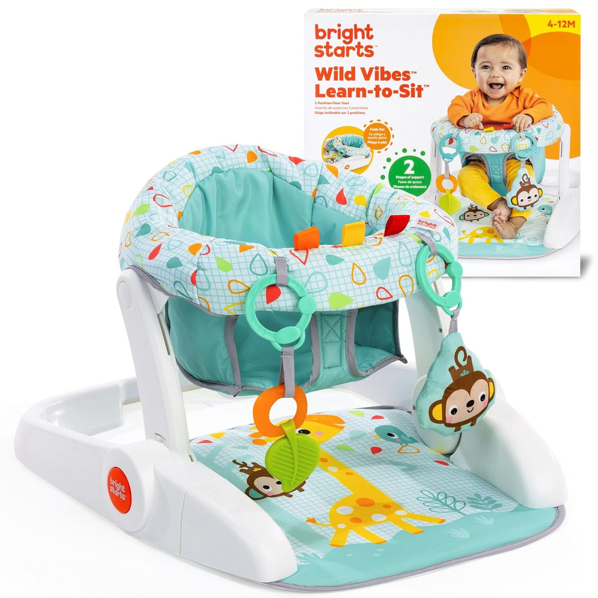 Bright Starts Bright Starts Learn-to-Sit 2-Position Baby Floor Seat (Wild Wiggles)