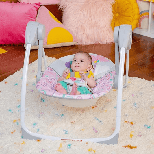 Bright Starts Compact Automatic Baby Swing (Pink Paradise) - Kidsy