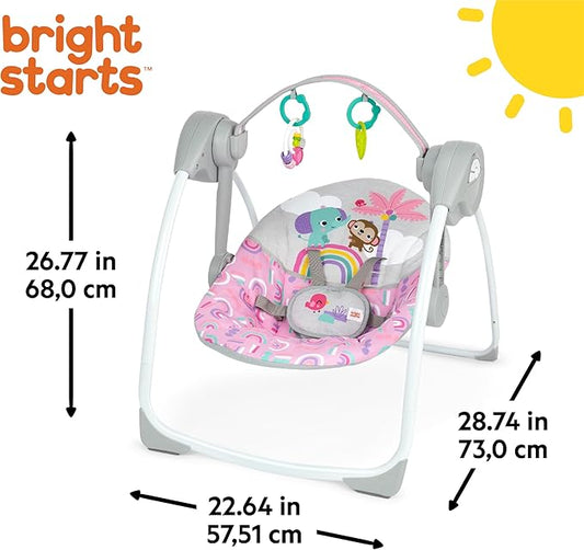 Bright Starts Compact Automatic Baby Swing (Pink Paradise) - Kidsy
