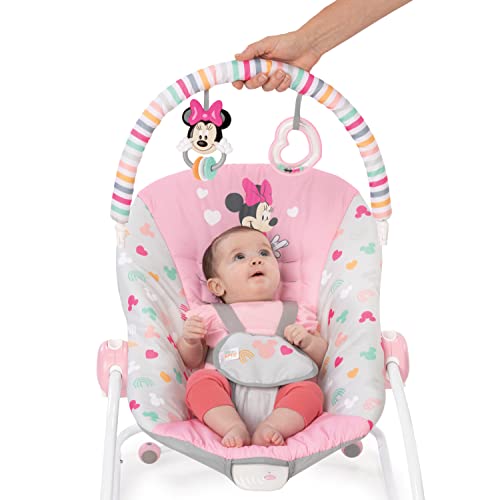 Bright Starts Disney Baby Minnie Mouse Baby Bouncer Soothing Vibrations Plush Infant Seat (Spotty Dotty) - Kidsy
