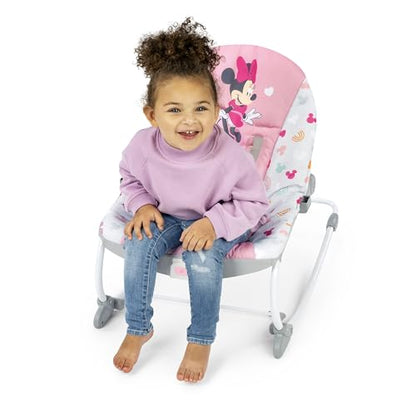 Bright Starts Disney Baby Minnie Mouse Baby Bouncer Soothing Vibrations Plush Infant Seat (Spotty Dotty) - Kidsy
