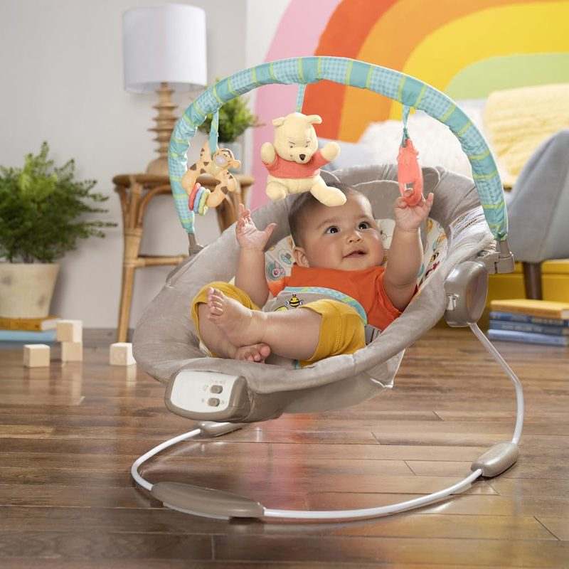 Bright Starts Disney Baby Winnie the Pooh Dots & Hunny Pots Vibrating Baby Bouncer - Kidsy