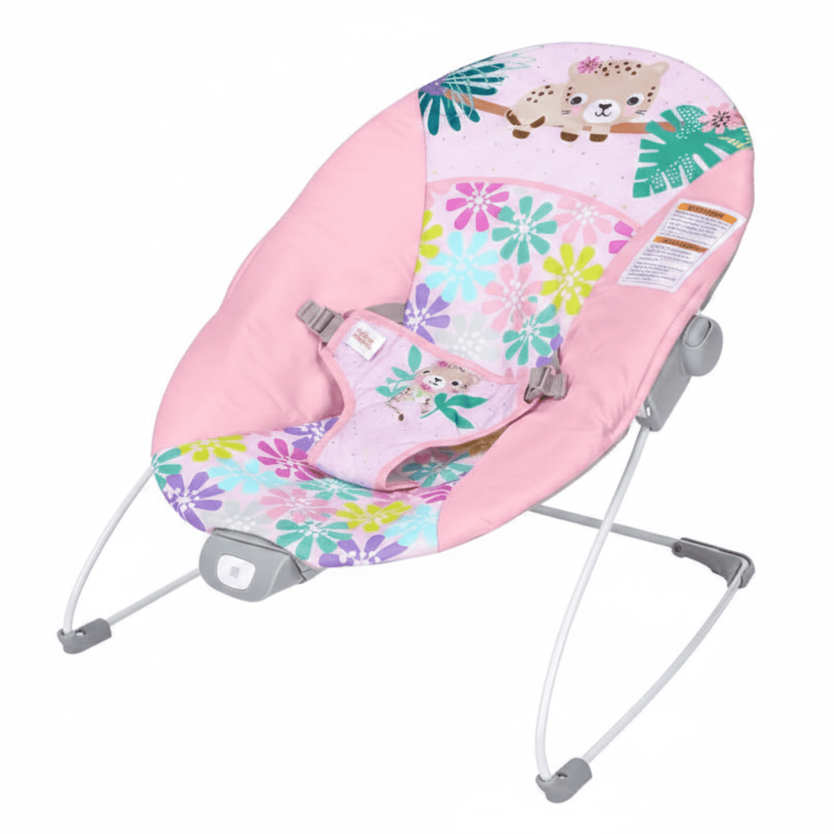 Bright Starts Pink Vibrating Baby Bouncer (Wildflower Wonders) - Kidsy
