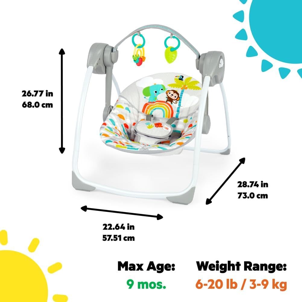 Bright Starts Playful Paradise Portable Baby Swing (Green) - Kidsy