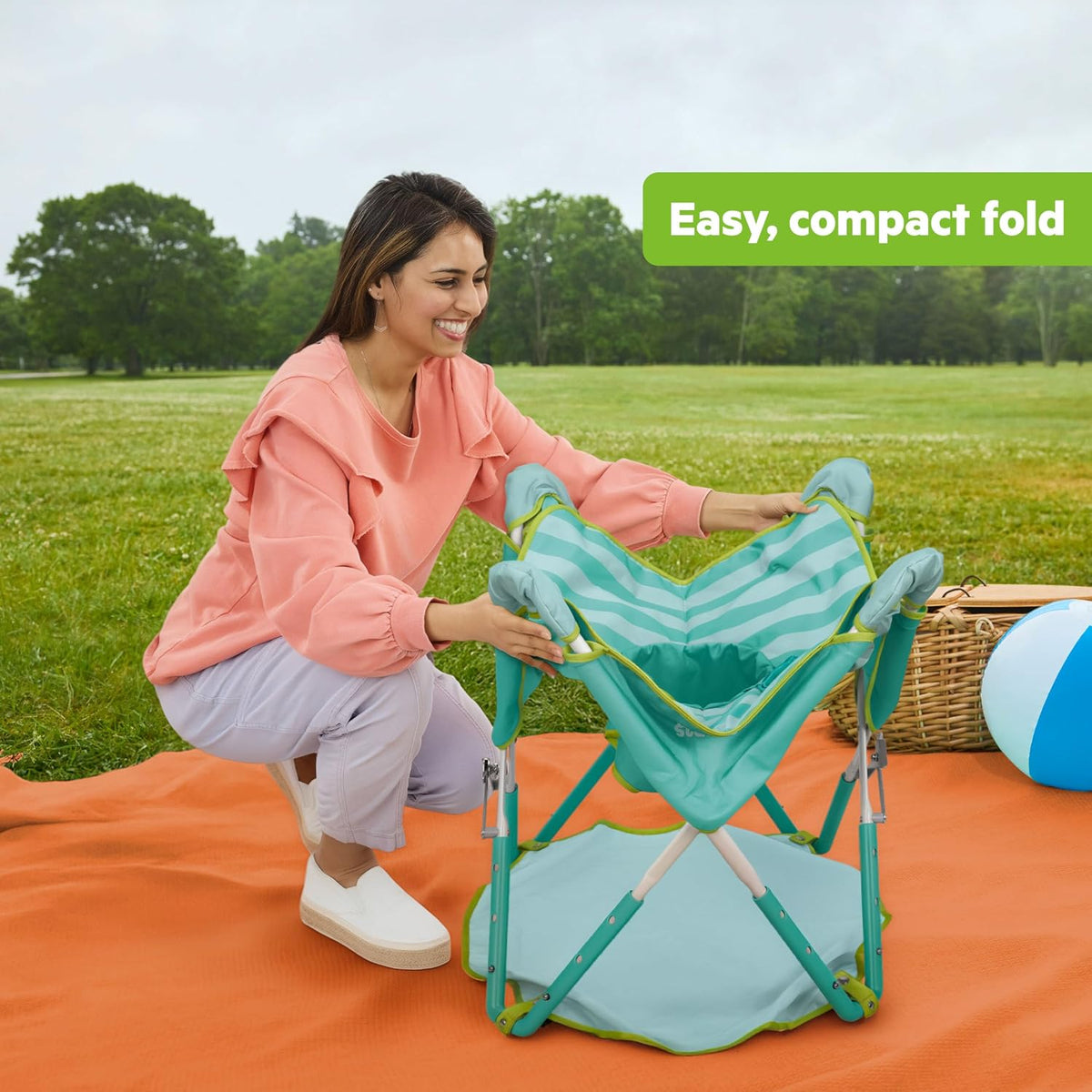 Bright Starts Pop 'N Jump Portable Activity Center (Sky Stripes Blue) - Kidsy