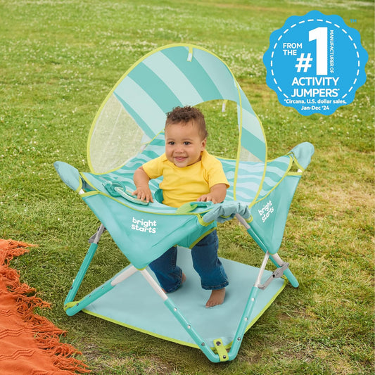 Bright Starts Pop 'N Jump Portable Activity Center (Sky Stripes Blue) - Kidsy