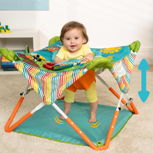 Bright Starts Pop 'N Jump Portable Baby Jumper, 6–12 Months (Owl Forest) - Kidsy