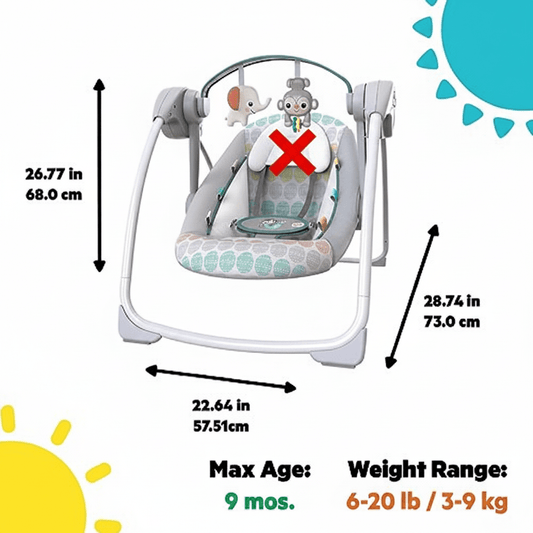 Bright Starts Portable 6-Speed Baby Swing (Whimsical Wild) - Kidsy