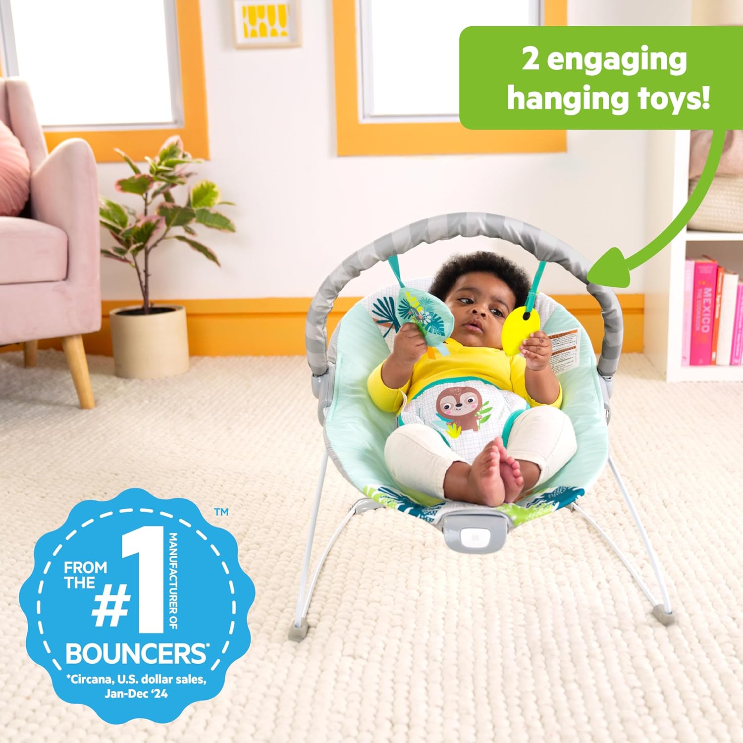 Bright Starts Wild Wonders Vibrating Baby Bouncer (Wild Wonders) - Kidsy