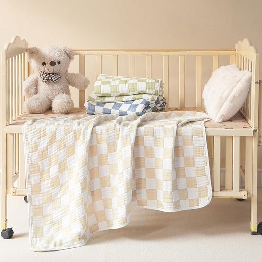 Brnabiou 6 - Layer Muslin Baby Blanket 41x41 Breathable Swaddle (Cream) - Kidsy