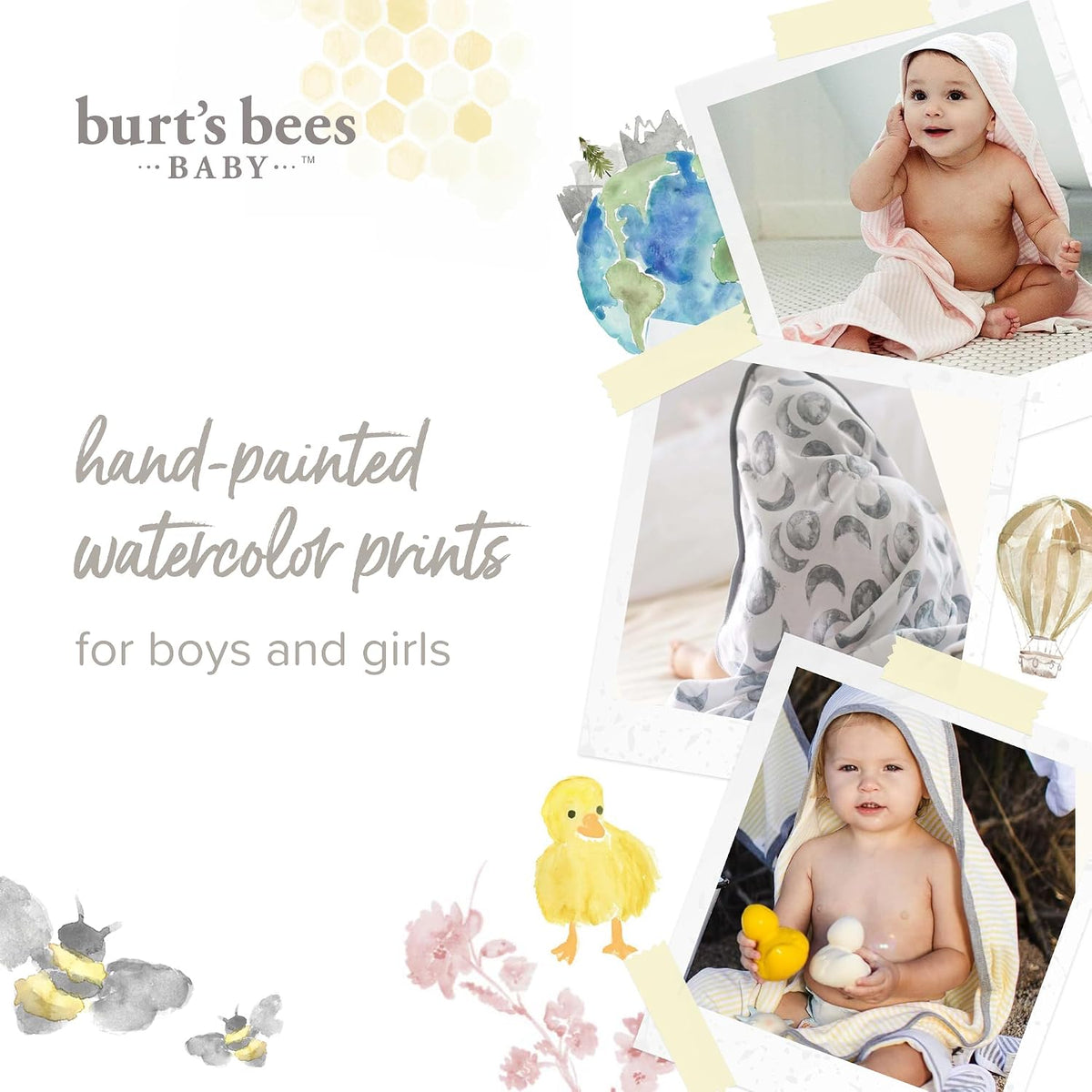 Burt's Bees Baby Infant Hooded Towels, Nursery Towel with Hood Set, 29 x 29 in - Kidsy