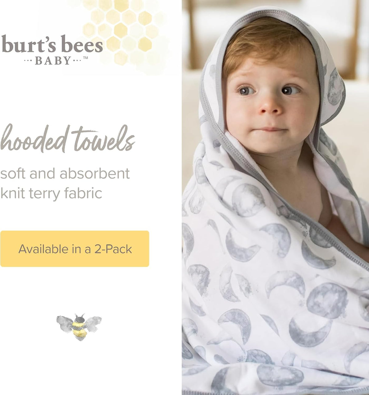 Burt's Bees Baby Infant Hooded Towels, Nursery Towel with Hood Set, 29 x 29 in - Kidsy