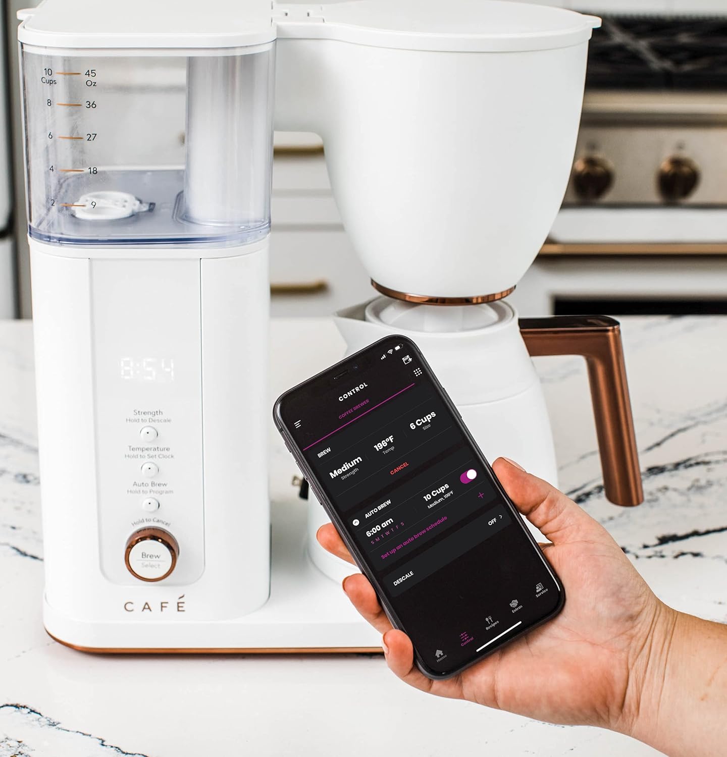 Café Specialty Drip Coffee Maker 10 - Cup Insulated Thermal Carafe WiFi Enabled (Matte White) - Kidsy