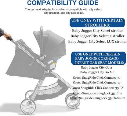 Car Seat Adapter for Stroller Compatible with Baby Jogger City Select, City Select 2, or City Select LUX Stroller Accessories Car Seat Adapter for Stroller (Black) - Kidsy