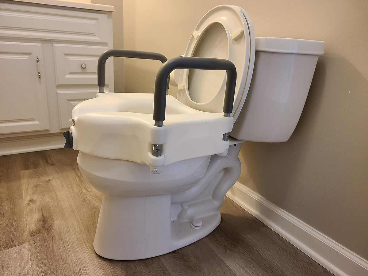 Carex E - Z Lock Raised Toilet Seat with Handles (White) - Kidsy