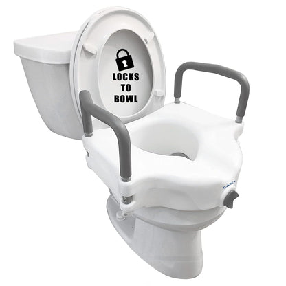 Carex E - Z Lock Raised Toilet Seat with Handles (White) - Kidsy
