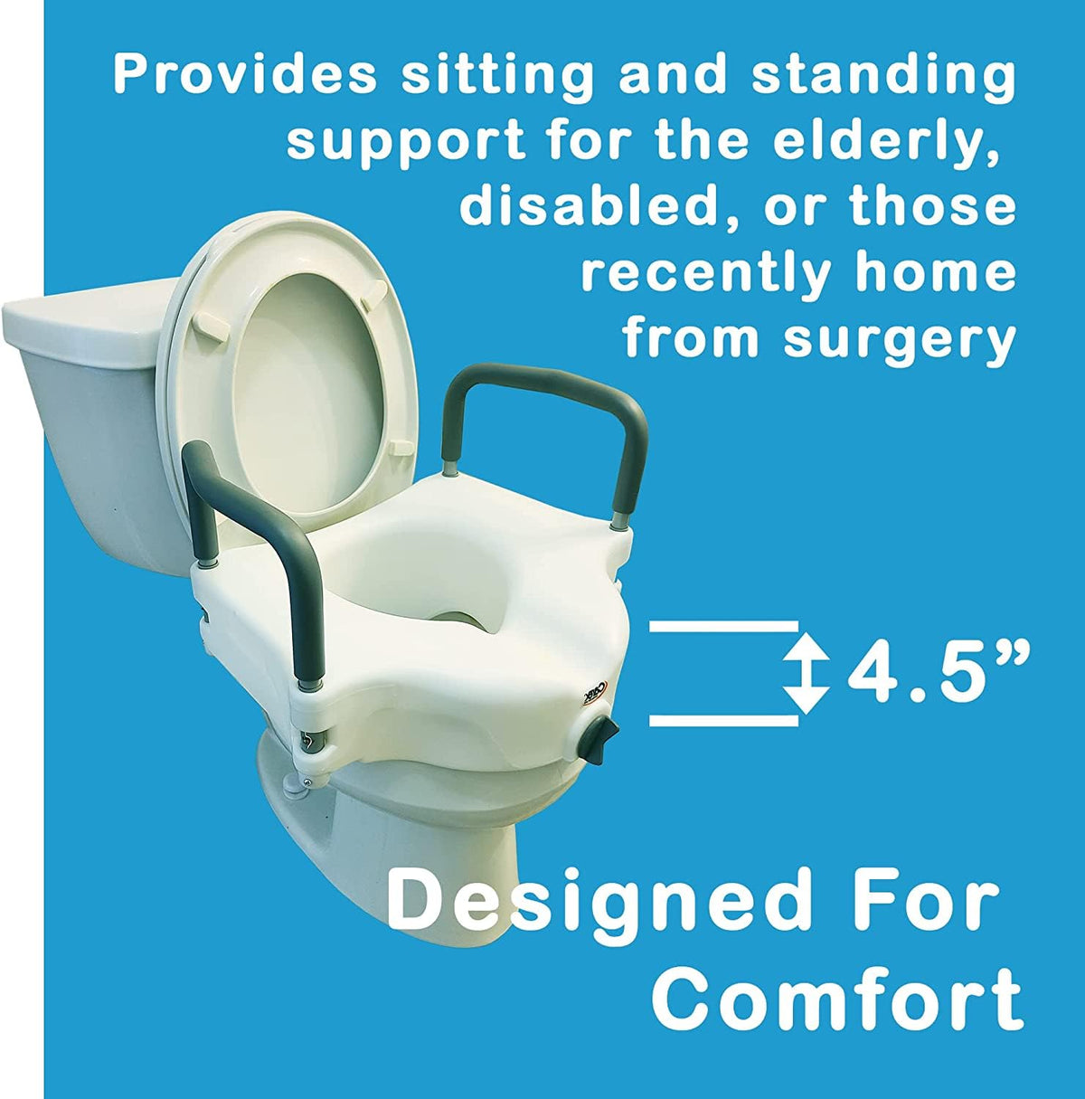 Carex E - Z Lock Raised Toilet Seat with Handles (White) - Kidsy