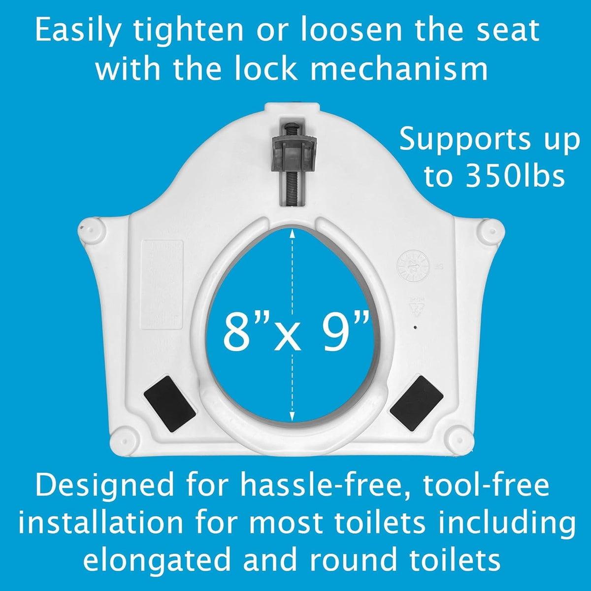 Carex E - Z Lock Raised Toilet Seat with Handles (White) - Kidsy