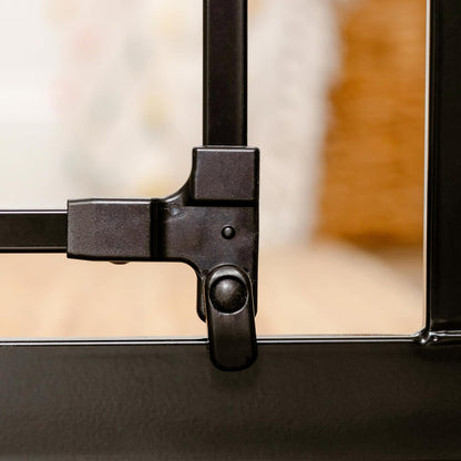 Carlson 29.5–36.5” Extra Wide Dog Gate with Small Pet Door (Black, Metal) - Kidsy