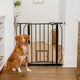 Carlson 29.5–36.5” Extra Wide Dog Gate with Small Pet Door (Black, Metal) - Kidsy