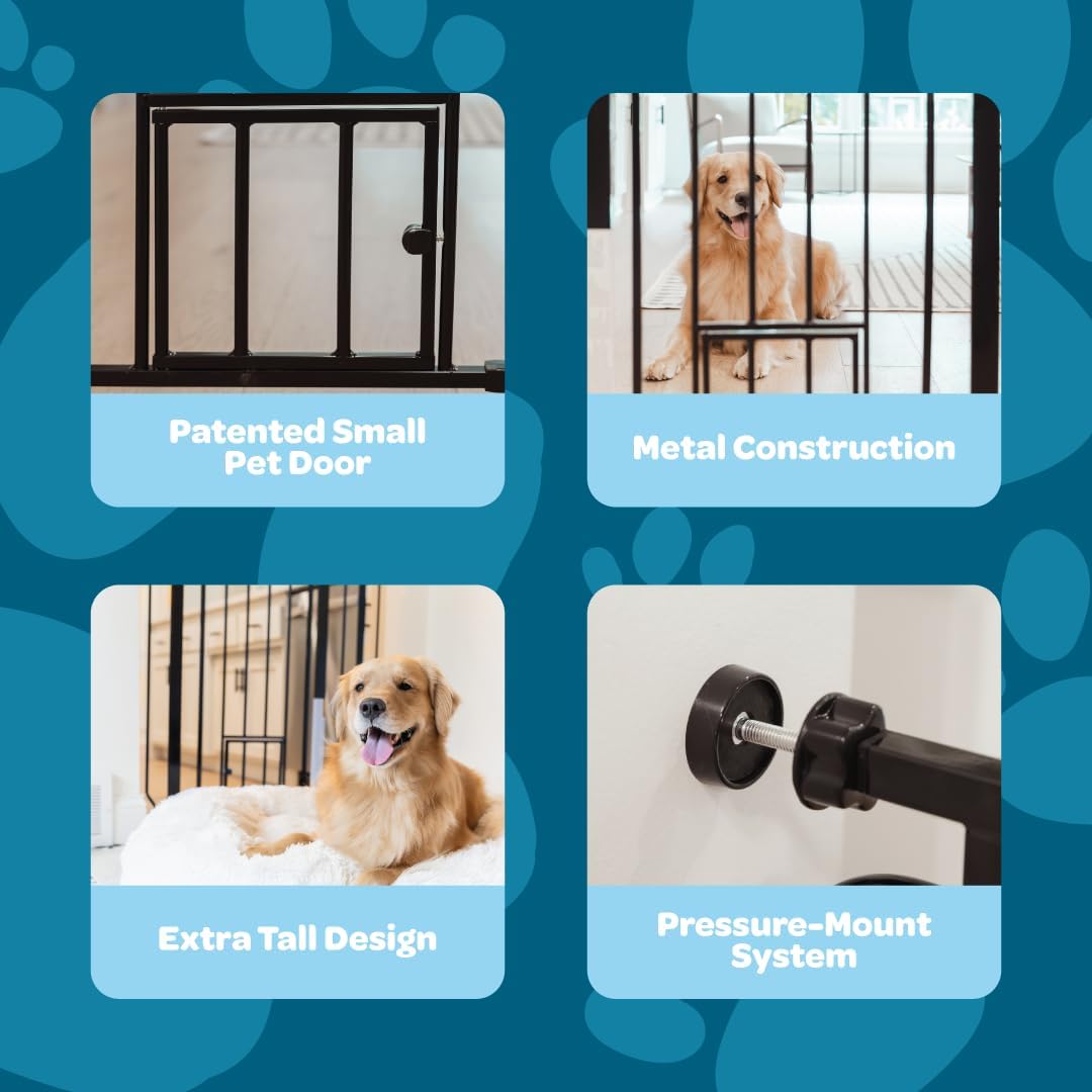 Carlson 29.5–36.5 Inch Extra Tall Walk-Through Pet Gate (Black) - Kidsy