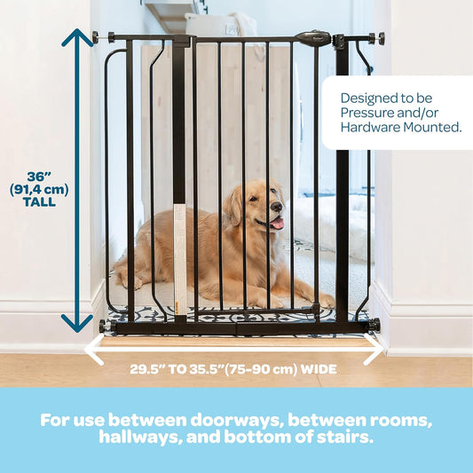 Carlson 29.5–36.5 Inch Extra Tall Walk-Through Pet Gate (Black) - Kidsy