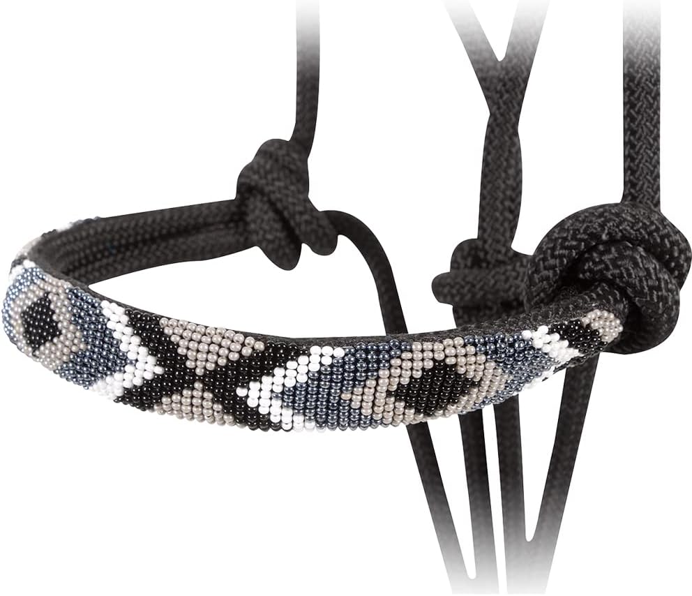 Cashel Beaded Nose Rope Halter with 9 ft Lead (Black) - Kidsy