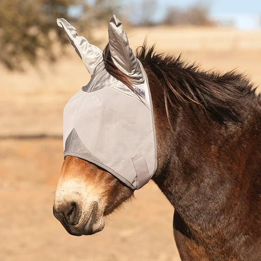 Cashel Crusader Mule Fly Mask, Standard with Ears (Grey, Mule Yearling) - Kidsy