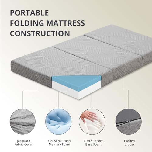 CH CHARME HOUSE Tri - Fold Foam Mattress 4" (Grey) - Kidsy