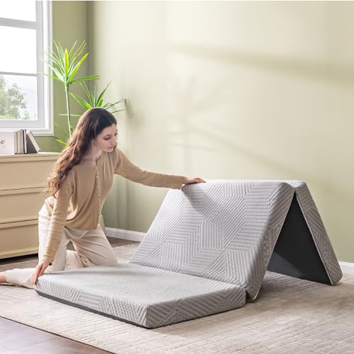 CH CHARME HOUSE Tri - Fold Foam Mattress 4" (Grey) - Kidsy