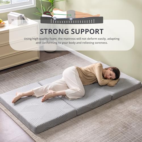 CH CHARME HOUSE Tri - Fold Foam Mattress 4" (Grey) - Kidsy