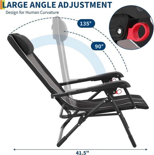 CheerAmenit Folding Chaise Lounge Recliner (Black) - Kidsy