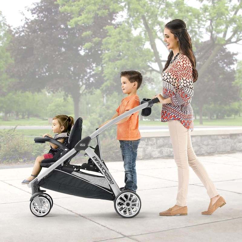 Chicco BravoFor2 Standing/Sitting Double Stroller (Iron) - Kidsy