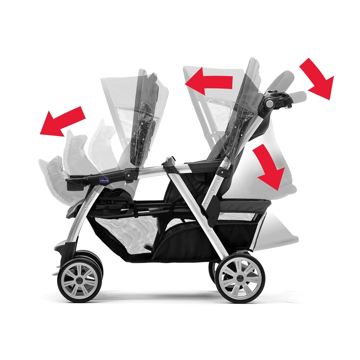Chicco Cortina Together Double Stroller - Minerale (Black/Silver) - Kidsy