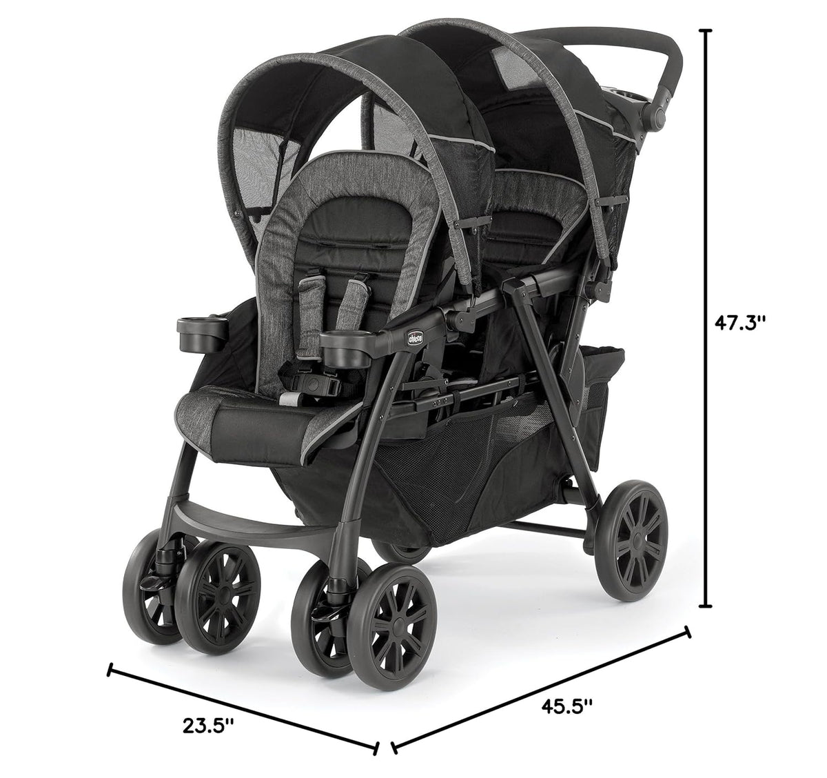 Chicco Cortina Together Double Stroller - Minerale (Black/Silver) - Kidsy