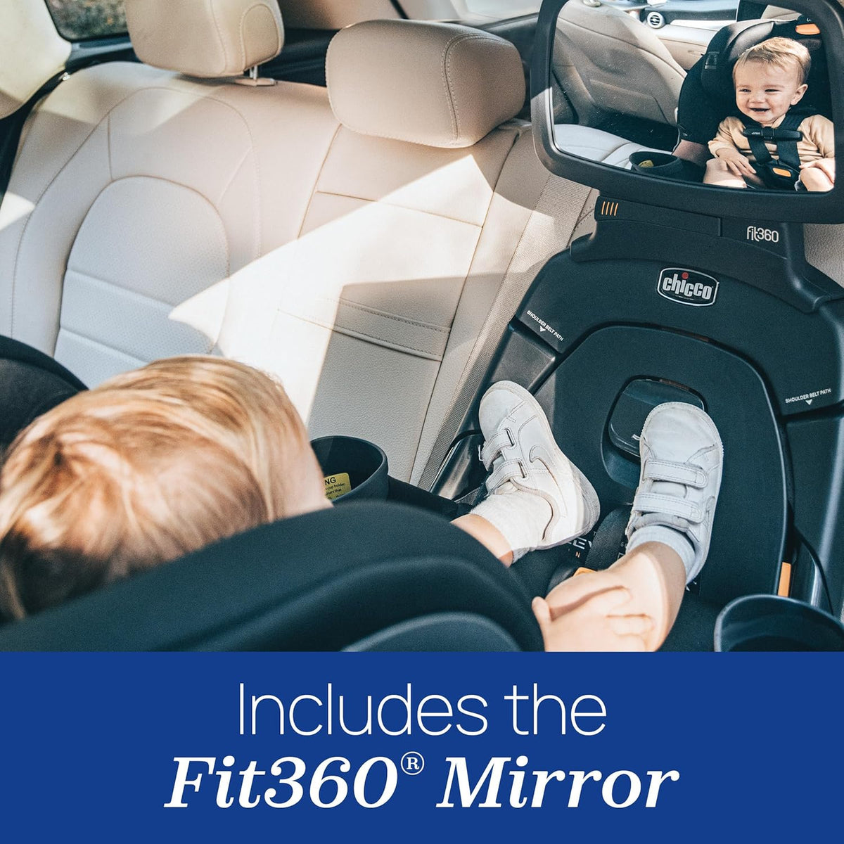 Chicco Fit360 Zip ClearTex Rotating Convertible Car Seat with Fit360 Mirror (Jet/Black) - Kidsy