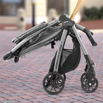 Chicco Mini Bravo Plus Travel System, Mini Bravo Plus Stroller (Slate/Grey) - Kidsy