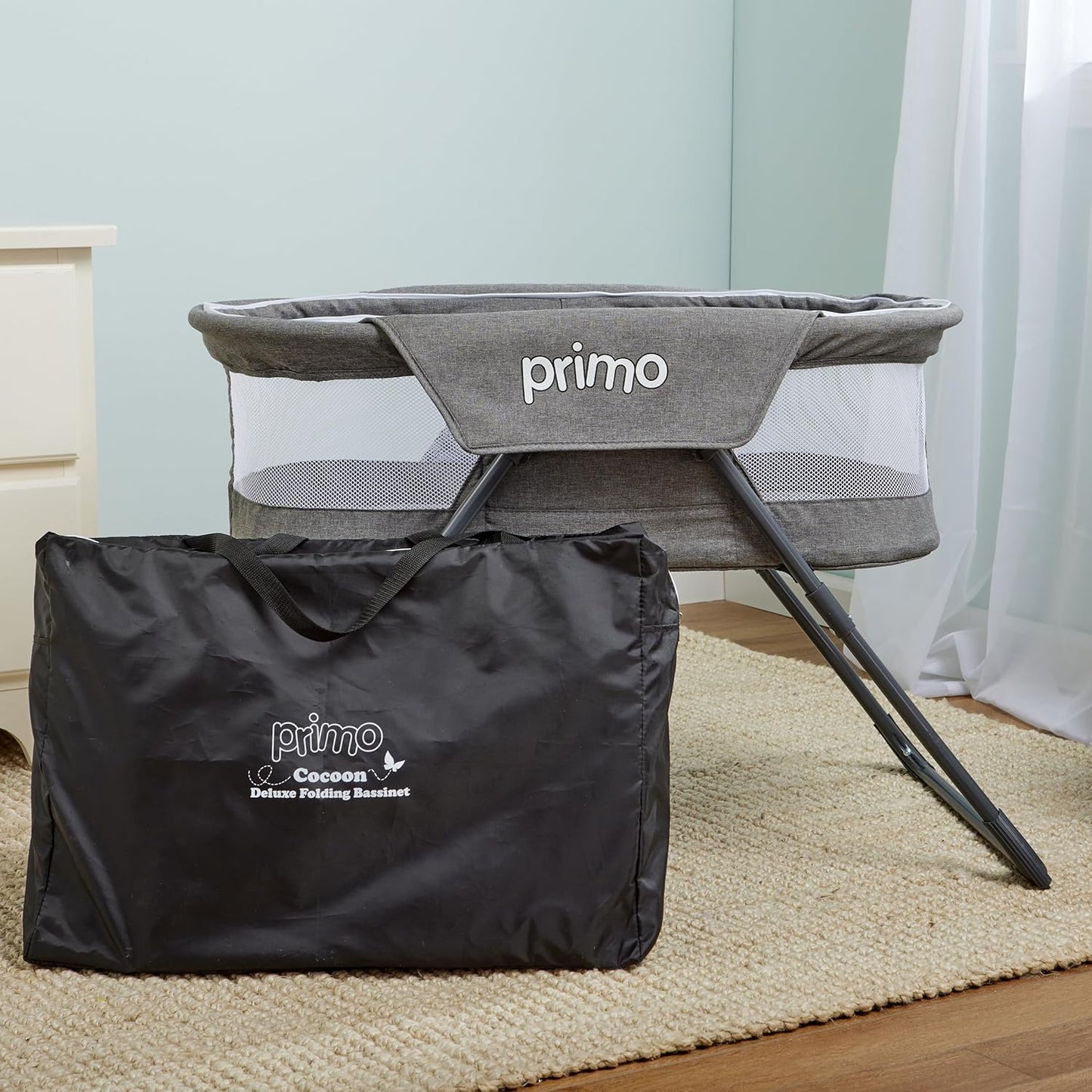 Cocoon Deluxe Folding Travel Bassinet with Canopy (Heather Gray) - Kidsy