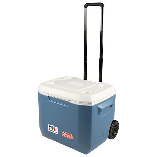 Coleman Xtreme 50qt Rolling Cooler with Wheels, Extra - Walled Insulation (Blue) - Kidsy