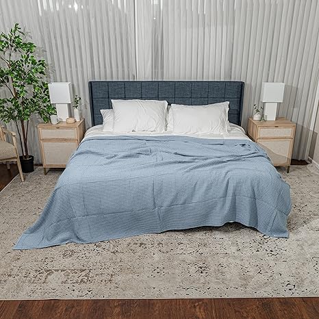 Comfy Cubs King Waffle Blanket 108" x 90" (Pacific Blue) - Kidsy