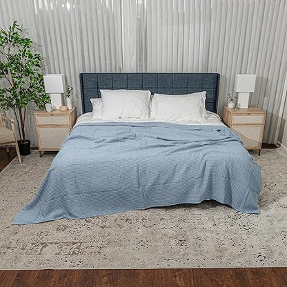 Comfy Cubs King Waffle Blanket 108" x 90" (Pacific Blue) - Kidsy