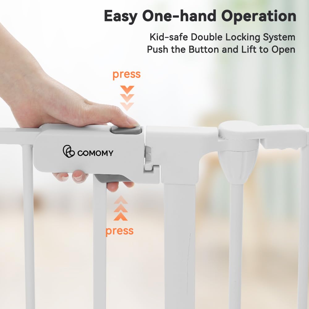 COMOMY 150" Extra - Wide Baby Gate with Door, 30" Tall (White) - Kidsy