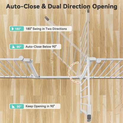 COMOMY 150" Extra - Wide Baby Gate with Door, 30" Tall (White) - Kidsy